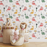 Dino With Flower  Wall Paper